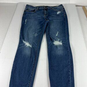 Judy Blue Jeans Womens Measured 36* Relaxed Blue Distressed Stretch Denim Tag 32